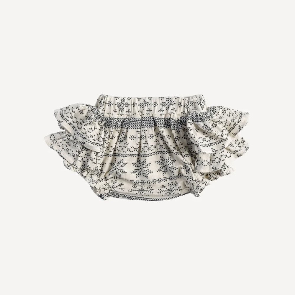 NWT Kate Quinn Nordic Snowflake Black White Double Ruffle Bloomer